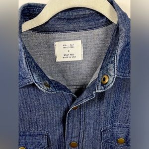 Billy Reid men’s MD denim western shirt.